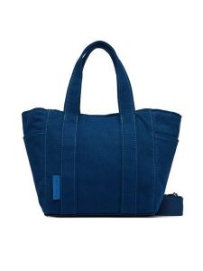 Calvin Klein Torebka Webbing Strap Canvas Small Tote LV04F3384G Niebieski. Niebieskie torebki klasyczne Calvin Klein, bez wzorów, z materiału, bez dodatków. Za 489,99 zł.