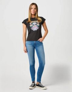 DAMSKIE SPODNIE WRANGLER SKINNY WHISPERING WAVES 112362298. Rurki Wrangler, z jeansu. Za 229,99 zł.