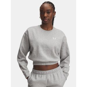 Bluza Damska Under Armour Sportowa Krótka UA Rival Fleece Piped Crew. Szare bluzy Under Armour, bez wzorów, bez kaptura. Za 249,99 zł.