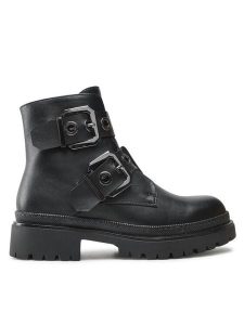 DeeZee Botki WS5680-14 Czarny. Czarne botki DeeZee, bez wzorów, ze skóry, bez obcasa, na płaskiej podeszwie, bez zapięcia. Za 119,99 zł.