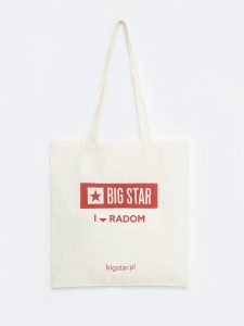 Torba bawełniana unisex Radom 102. Białe torby podróżne i sportowe Big Star, z aplikacjami, z bawełny, na ramię, z nadrukiem, bez dodatków. Za 4,99 zł.