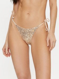 Guess Dół od bikini E3GO02 KBMV0 Złoty. Żółte bikini Guess, z aplikacjami, z syntetyku. Za 239,99 zł.