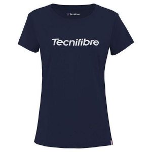 Damski bawełniany T-shirt Tecnifibre Team. Niebieskie t-shirty TECNIFIBRE, xs, bez wzorów, z bawełny, bez kołnierzyka, bez ramiączek. Za 79,99 zł.