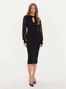 TWINSET Sukienka dzianinowa 242TT3160 Czarny Slim Fit. Czarne kombinezony Twinset, s, bez wzorów, z dzianiny, bez kołnierzyka, bez ramiączek. Za 649,00 zł.