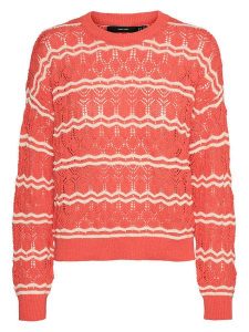 Vero Moda Sweter w kolorze czerwono-kremowym rozmiar: L. Brązowe swetry oversize Vero Moda, l, bez wzorów, ze splotem, bez ramiączek. Za 114,44 zł.