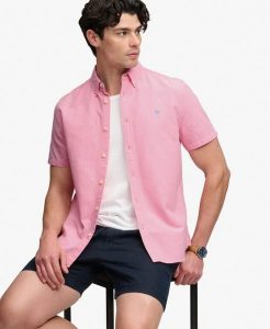 Superdry Koszula Preppy Oxford krótki rękaw z bawełny organicznej. Brązowe koszule Superdry, s, bez wzorów, z bawełny, bez kołnierzyka, bez ramiączek. Za 272,80 zł.
