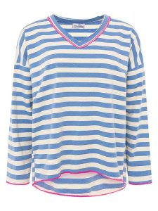 Zwillingsherz Bluza "Neon Stripes" w kolorze biało-niebieskim rozmiar: onesize. Białe bluzy Zwillingsherz, bez wzorów, bez kaptura. Za 129,95 zł.