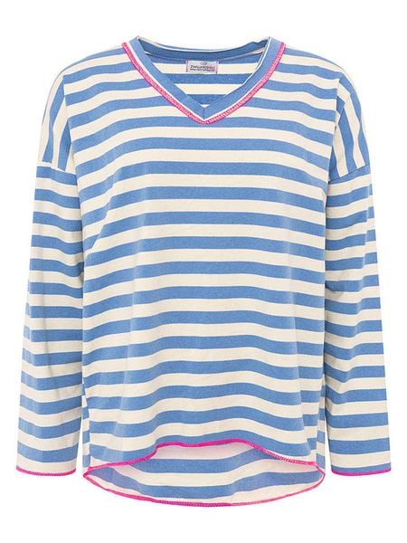 Zwillingsherz Bluza "Neon Stripes" w kolorze biało-niebieskim rozmiar: onesize. Białe bluzy Zwillingsherz, bez wzorów, bez kaptura. Za 129,95 zł.