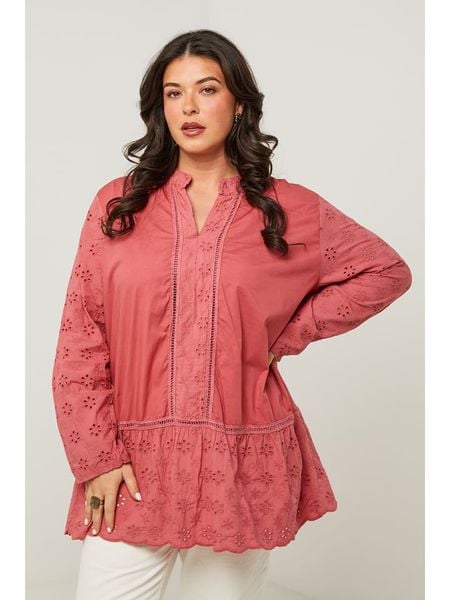 Curvy Lady Tunika w kolorze koralowym rozmiar: 48/50. Czerwone tuniki Curvy Lady, bez wzorów, klasyczne, bez kołnierzyka, bez ramiączek. Za 131,74 zł.