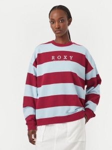 Roxy Bluza Strictly Stripes ERJFT05071 Bordowy Regular Fit. Czerwone bluzy Roxy, l, bez wzorów, z bawełny, bez kaptura. Za 279,99 zł.