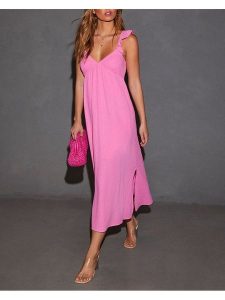 Milan Kiss Sukienka w kolorze jasnoróżowym rozmiar: XL. Różowe sukienki Milan Kiss, xl, bez wzorów, bez kołnierzyka, bez ramiączek, midi. Za 173,99 zł.