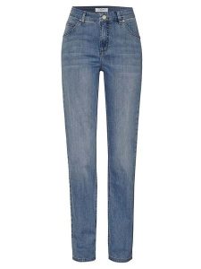 Relaxed by TONI Dżinsy "Liv" - Slim fit - w kolorze niebieskim rozmiar: W48. Niebieskie jeansy Relaxed by TONI, z aplikacjami, ze skóry, z podwyższonym stanem. Za 100,99 zł.