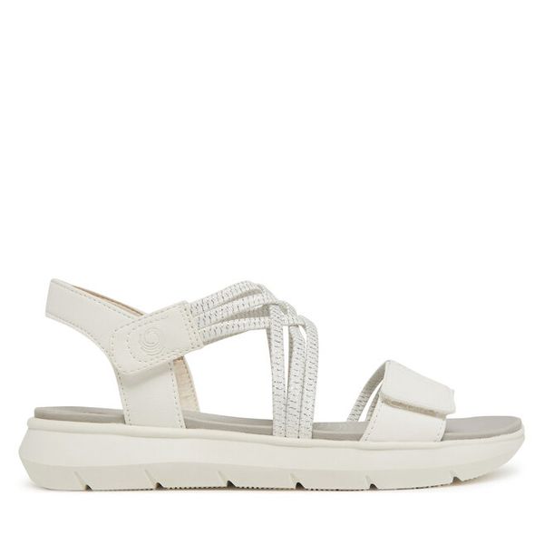 Sandały Jana. Białe sandały Jana, bez wzorów, bez obcasa, na płaskiej podeszwie, bez zapięcia. Za 129,99 zł.