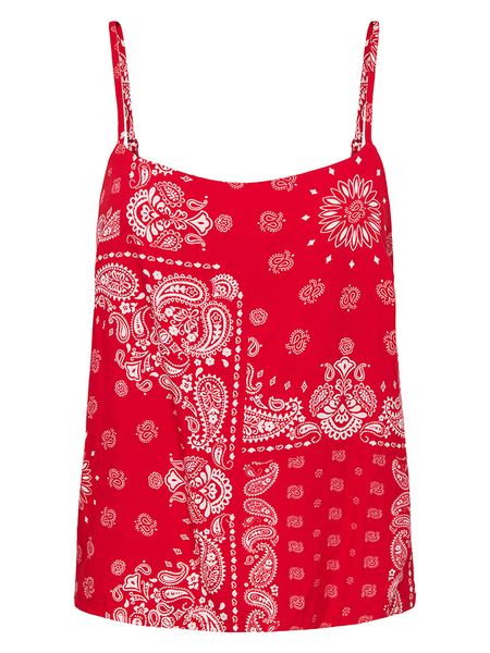 ONLY Top w kolorze czerwonym rozmiar: XS. Czerwone topy ONLY, xs, bez wzorów, z wiskozy, bez kołnierzyka, bez ramiączek. Za 61,89 zł.