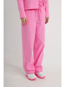 Josephine & Co Spodnie "Dominique" w kolorze różowym rozmiar: 34. Różowe spodnie z wysokim stanem Josephine & Co, bez wzorów, z bawełny, z podwyższonym stanem. Za 195,99 zł.