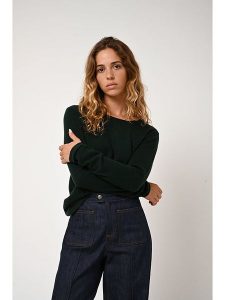 AUTHENTIC CASHMERE Kaszmirowy sweter "Epéna" w kolorze ciemnozielonym rozmiar: L. Zielone swetry oversize AUTHENTIC CASHMERE, l, bez wzorów, z kaszmiru, bez ramiączek. Za 281,76 zł.