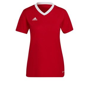 Koszulka piłkarska damska Adidas Entrada 22 Jersey. Czerwone bluzki ADIDAS, m, bez wzorów, z jersey, sportowe, bez kołnierzyka, bez ramiączek. Za 60,00 zł.