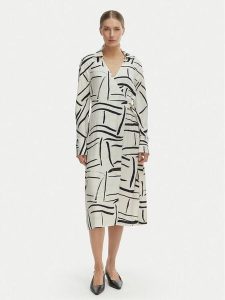 Tommy Hilfiger Sukienka codzienna WW0WW48934 Biały Relaxed Fit. Białe sukienki TOMMY HILFIGER, na co dzień, bez wzorów, z wiskozy, bez kołnierzyka, bez ramiączek, proste. Za 520,99 zł.