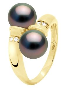 ATELIERS SAINT GERMAIN Złoty pierścionek z diamentami i perłą Tahiti rozmiar: 50. Żółte pierścionki ATELIERS SAINT GERMAIN, z diamentem, złote. Za 2 348,99 zł.