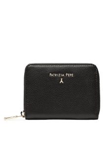 Patrizia Pepe Portfel CQ8512/L001 K103 Czarny. Czarne portfele Patrizia Pepe, bez wzorów, ze skóry. Za 322,99 zł.