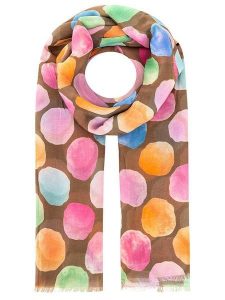 Zwillingsherz Szal "Colorful dots" w kolorze brązowym ze wzorem - 180 x 98 cm rozmiar: onesize. Brązowe szaliki Zwillingsherz, bez wzorów, z materiału. Za 60,95 zł.