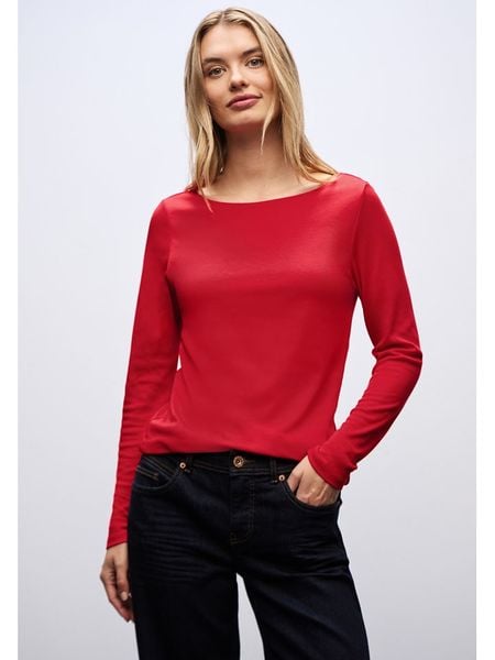 Street One Koszulka w kolorze czerwonym rozmiar: 38. Czerwone bluzki Street One, bez wzorów, street, bez kołnierzyka, bez ramiączek. Za 82,83 zł.