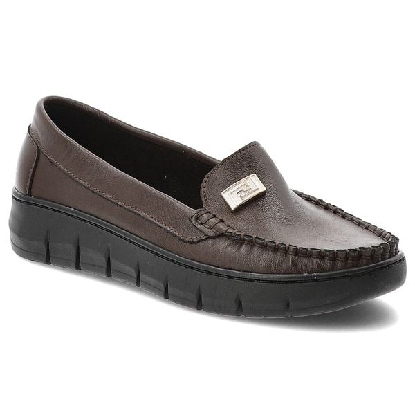 Półbuty damskie Armodo, mokasyny na płaskim obcasie i ze skóry naturalnej, czekoladowo-złote, 10167-S-Czekolada-Zl. Brązowe półbuty Armodo, bez wzorów, ze skóry, bez obcasa, na płaskiej podeszwie, bez zapięcia. Za 359,00 zł.