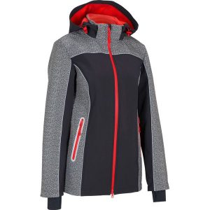 Kurtka softshell z odblaskowymi elementami, z materiału odpychającego wodę. Szare kurtki bonprix, bez wzorów, z softshellu, bez kaptura. Za 299,99 zł.