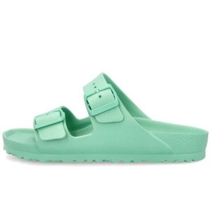 Klapki Birkenstock Arizona Eva Bold Jade Damskie. Zielone klapki Birkenstock, bez wzorów, bez obcasa. Za 188,10 zł.