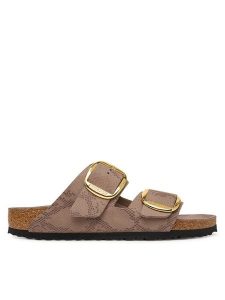 Birkenstock Klapki Arizona Big Buckle 1032891 Beżowy. Brązowe klapki Birkenstock, bez wzorów, ze skóry, bez obcasa. Za 458,99 zł.