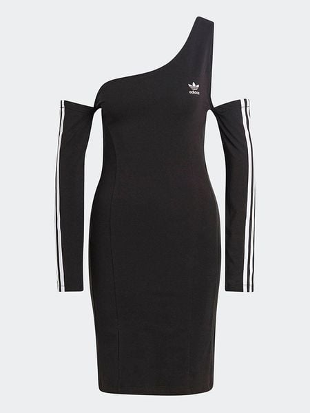 Adidas Sukienka dresowa w kolorze czarnym rozmiar: 28. Czarne sukienki ADIDAS, bez wzorów, z dresówki, bez kołnierzyka, bez ramiączek, midi. Za 143,83 zł.