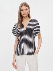 Tommy Hilfiger Bluzka WW0WW41845 Granatowy Relaxed Fit. Niebieskie bluzki TOMMY HILFIGER, bez wzorów, z wiskozy, bez kołnierzyka, bez ramiączek. Za 259,99 zł.