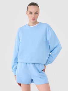 4F Bluza dresowa nierozpinana bez kaptura damska - niebieska M. Niebieskie bluzy 4f, m, bez wzorów, z bawełny, bez kaptura. Za 129,99 zł.