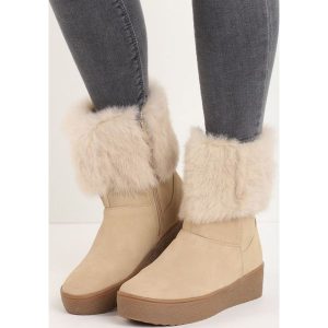 Beżowe Śniegowce Getting On. Buty zimowe marki Born2be. Za 64,99 zł.