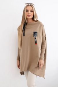Bluza oversize z asymetrycznymi bokami camelowa. Bluzy KESI, l, bez wzorów, z bawełny, bez kaptura. Za 209,11 zł.