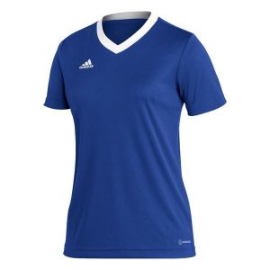 Koszulka piłkarska damska Adidas Entrada 22 Jersey. Niebieskie bluzki ADIDAS, s, bez wzorów, z jersey, sportowe, bez kołnierzyka, bez ramiączek. Za 65,98 zł.