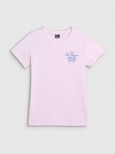 4F T-shirt regular z nadrukiem damski - różowy XXL. Czerwone t-shirty 4f, xxl, bez wzorów, z bawełny, bez kołnierzyka, bez ramiączek. Za 59,99 zł.