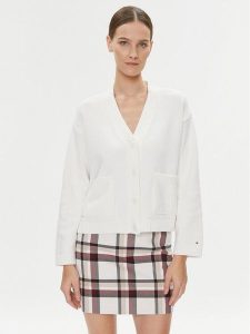 Tommy Hilfiger Kardigan WW0WW39015 Écru Relaxed Fit. Kardigany TOMMY HILFIGER, z bawełny. Za 439,99 zł.