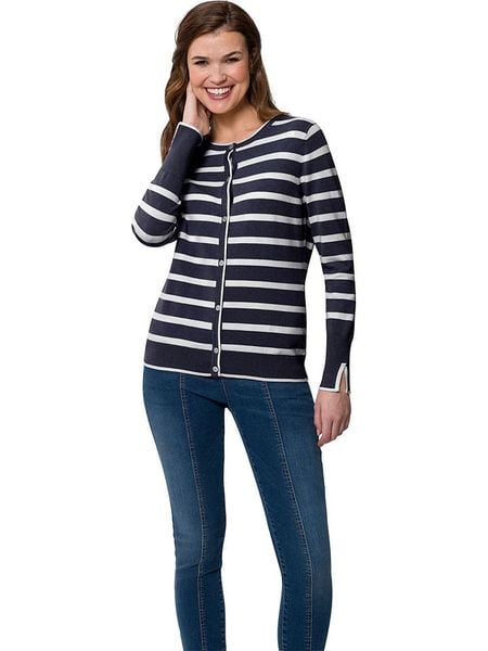 Heine Kardigan w kolorze granatowo-kremowym rozmiar: 46. Niebieskie kardigany Heine, ze splotem. Za 87,40 zł.