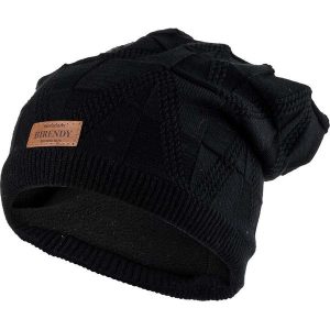 Zimowa Czapka z Naszywką - Czarna. Czarne czapki Awama, z aplikacjami, z materiału. Za 75,90 zł.