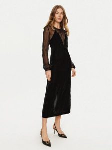 TWINSET Sukienka koktajlowa 242TT2180 Czarny Slim Fit. Czarne sukienki Twinset, bez wzorów, z weluru, wizytowe, bez kołnierzyka, bez ramiączek. Za 519,99 zł.