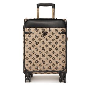 Walizka kabinowa Guess. Brązowe walizki Guess, z aplikacjami. Za 649,99 zł.