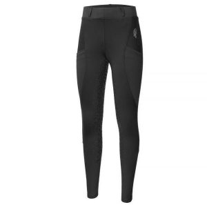 Legginsy do jazdy konnej damskie Start Kensington elastyczne, z pełnym lejem. Czarne legginsy START, bez wzorów. Za 212,99 zł.