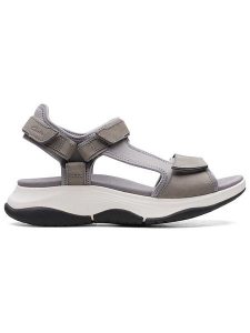Clarks Sandały "Wave2.0 Skip" w kolorze szarym rozmiar: 36. Szare sandały Clarks, bez wzorów, z otwartym noskiem, bez obcasa, bez zapięcia. Za 193,24 zł.