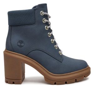Botki Timberland. Niebieskie botki Timberland, bez wzorów, bez obcasa, na słupku, bez zapięcia. Za 579,99 zł.