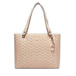 Torebka Guess. Brązowe shopper bag Guess, z aplikacjami, bez dodatków. Za 674,99 zł.