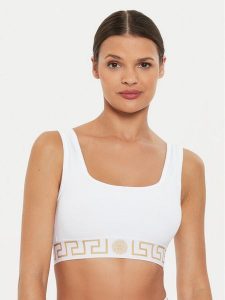 Versace Biustonosz top 1013323 1A10011 Biały. Białe biustonosze Versace, bez wzorów, z bawełny. Za 249,99 zł.