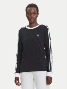 Adidas Bluzka adicolor 3-Stripes JC5774 Czarny Regular Fit. Czarne bluzki ADIDAS, s, bez wzorów, z bawełny, bez kołnierzyka, bez ramiączek. Za 139,99 zł.