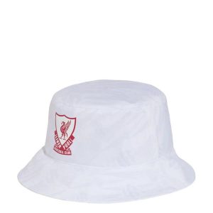 Kapelusz typu bucket Liverpool FC. Białe kapelusze ADIDAS, bez wzorów, z materiału, sportowe. Za 119,00 zł.