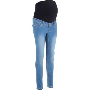 Dżinsy ciążowe, Skinny. Niebieskie jeansy bonprix, bez wzorów, z bawełny. Za 144,99 zł.
